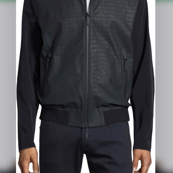 Medium Blue Croc Armani Collezioni Leather Jacket - Picture 5 of 12